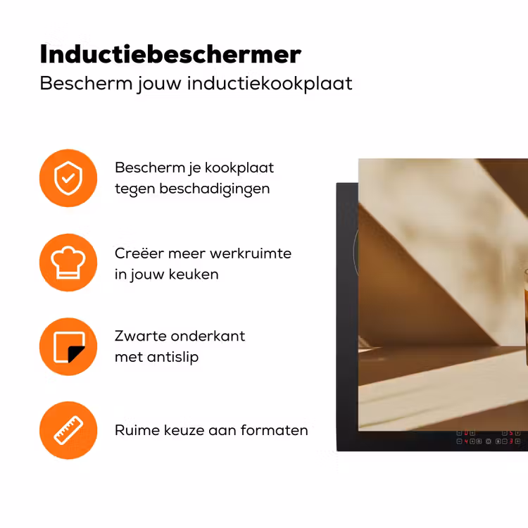 Glas - Ijskoffie - Schaduw - Bruin Inductie beschermer vinyl 3mm klein -zzzzzzz-td-ups