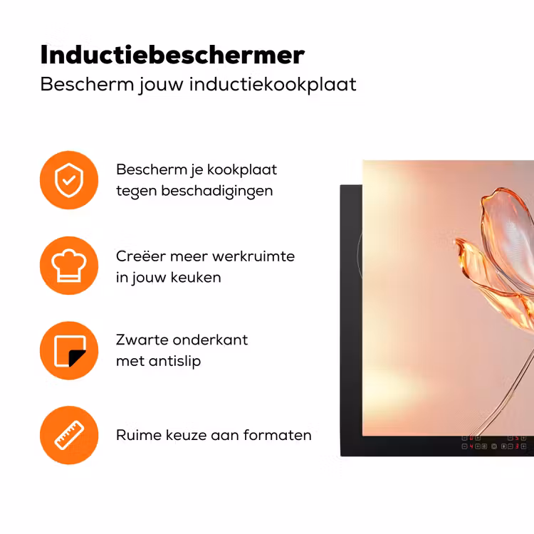 Glazen - Bloem - Roze Inductie beschermer vinyl 3mm klein -zzzzzzz-td-ups