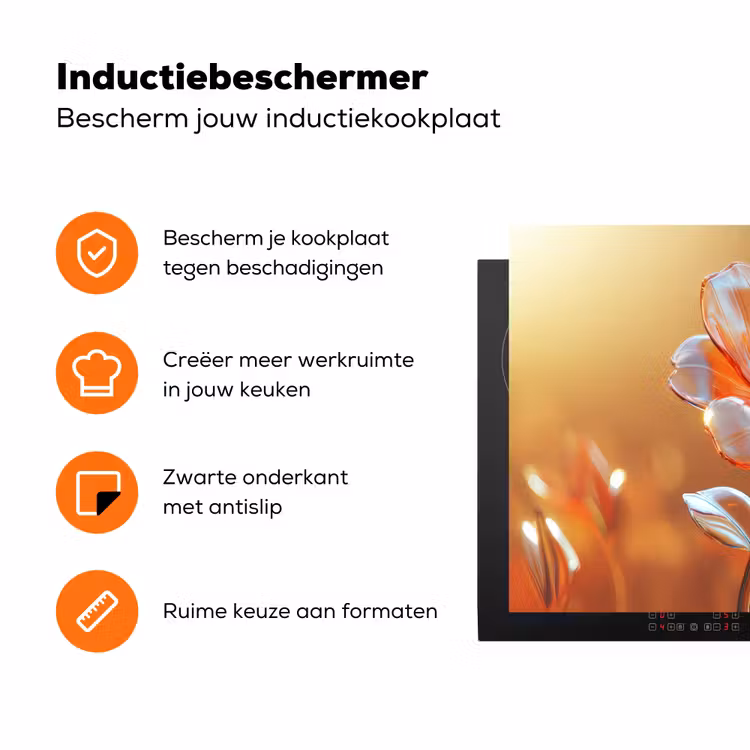 Glazen - Bloem - Zonlicht Inductie beschermer vinyl 3mm klein -zzzzzzz-td-ups