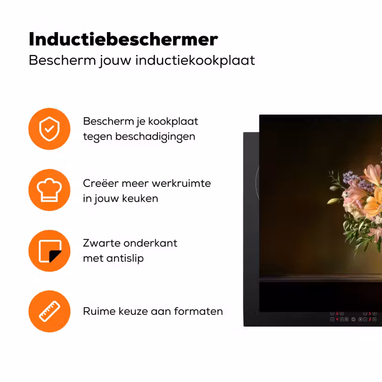 Glazen - Bloemen - Boeket - Kleuren Inductie beschermer vinyl 3mm klein -zzzzzzz-td-ups