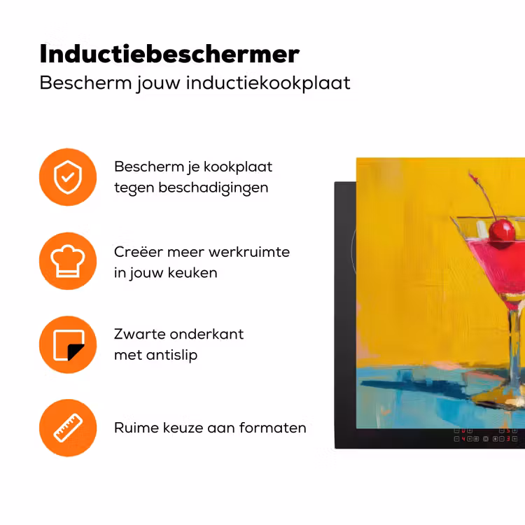 Glazen - Cocktail - Citroen - Kers Inductie beschermer vinyl 3mm klein -zzzzzzz-td-ups