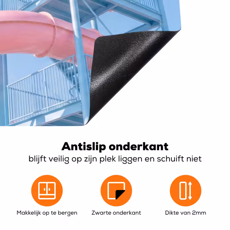Glijbaan - Waterpark - Spiraal - Modern - Roze Inductie beschermer vinyl 3mm klein -zzzzzzz-td-onderkant