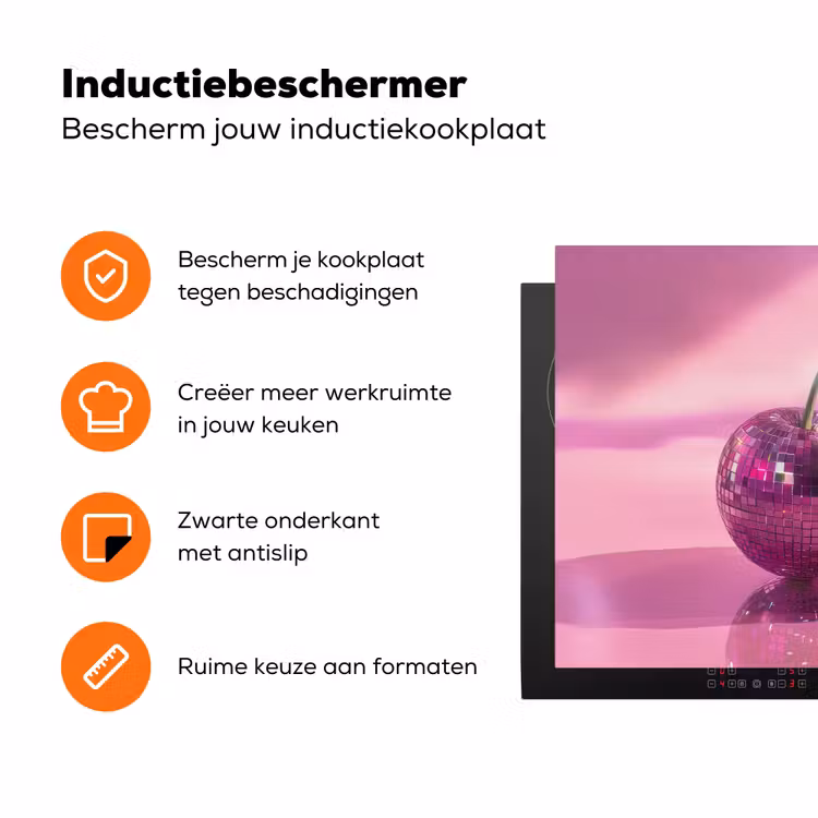 Glitter - Discobol - Roze - Kersen Inductie beschermer vinyl 3mm klein -zzzzzzz-td-ups