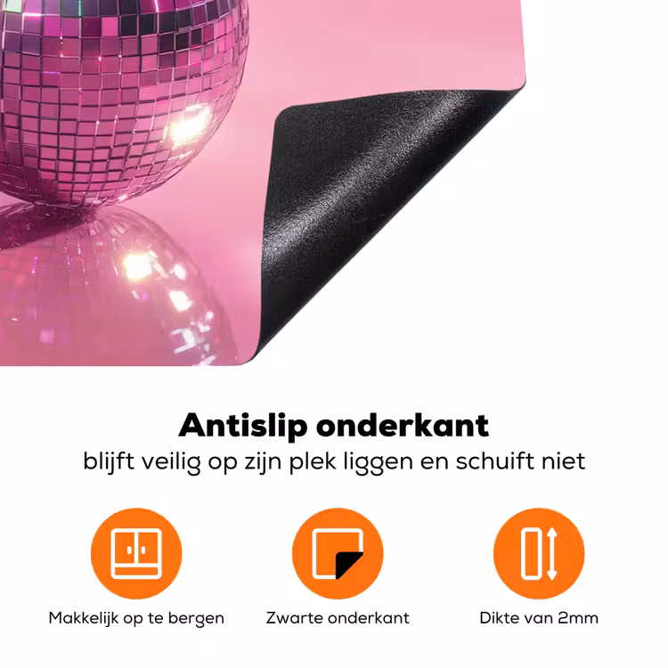 Glitter - Discobol - Roze - Kersen Inductie beschermer vinyl 3mm klein -zzzzzzz-td-onderkant