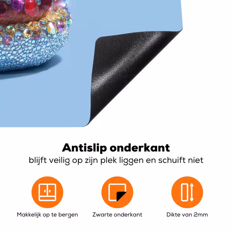 Glitters - Hamburger - Blauw Inductie beschermer vinyl 3mm klein -zzzzzzz-td-onderkant