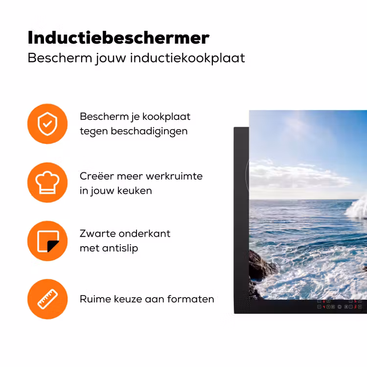 Golf - Oceaan - Brekend - Water - Blauw Inductie beschermer vinyl 3mm klein -zzzzzzz-td-ups
