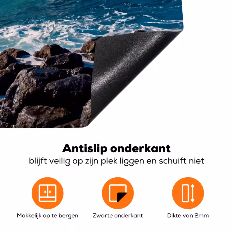 Golf - Oceaan - Brekend - Water - Blauw Inductie beschermer vinyl 3mm klein -zzzzzzz-td-onderkant