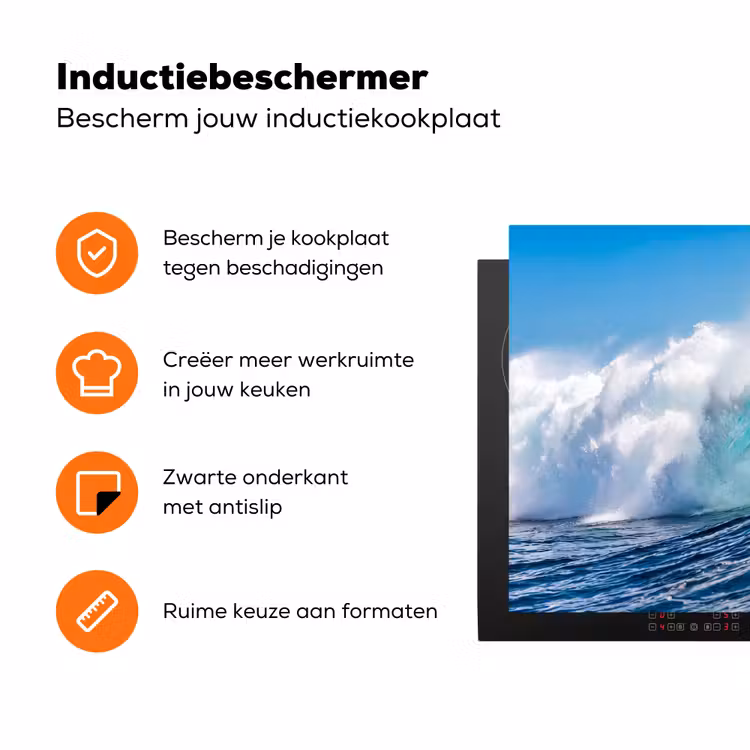 Golf - Oceaan - Water - Dynamisch - Blauw Inductie beschermer vinyl 3mm klein -zzzzzzz-td-ups