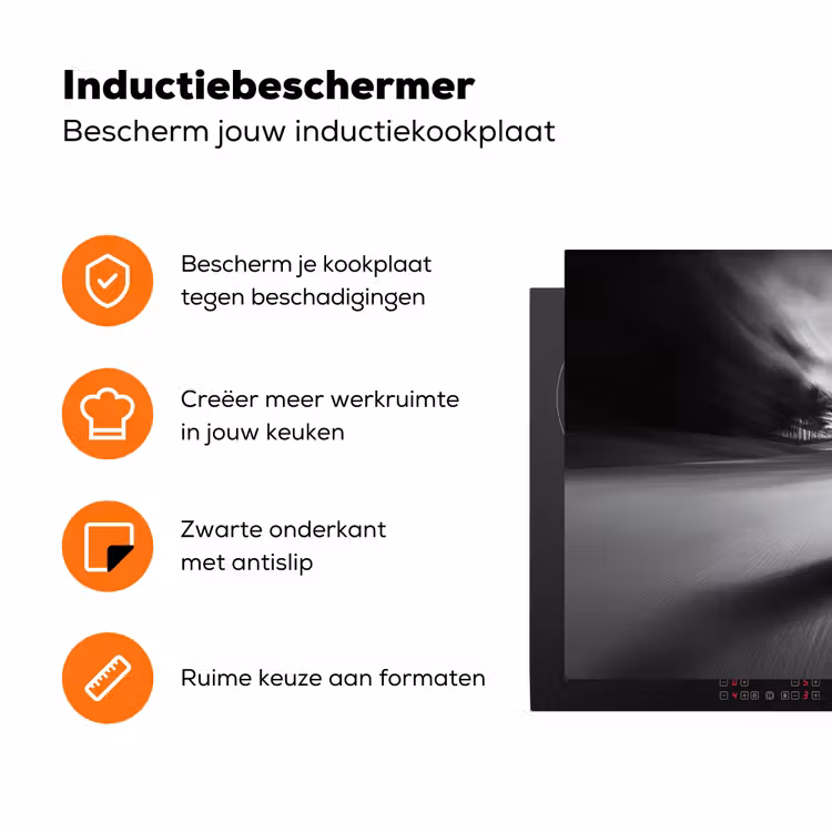 Golfbal - Wazig - Zwart Inductie beschermer vinyl 3mm klein -zzzzzzz-td-ups