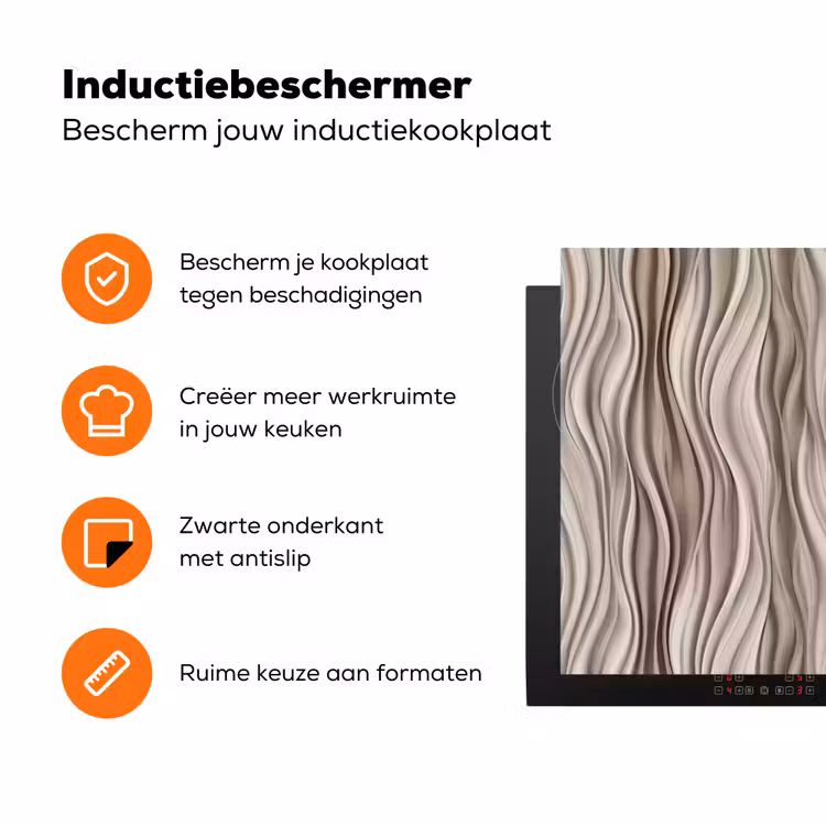 Golven - 3D - Crème Inductie beschermer vinyl 3mm klein 276 -zzzzzzz-td-ups