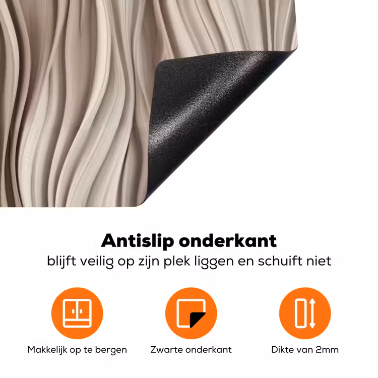 Golven - 3D - Crème Inductie beschermer vinyl 3mm klein 276 -zzzzzzz-td-onderkant