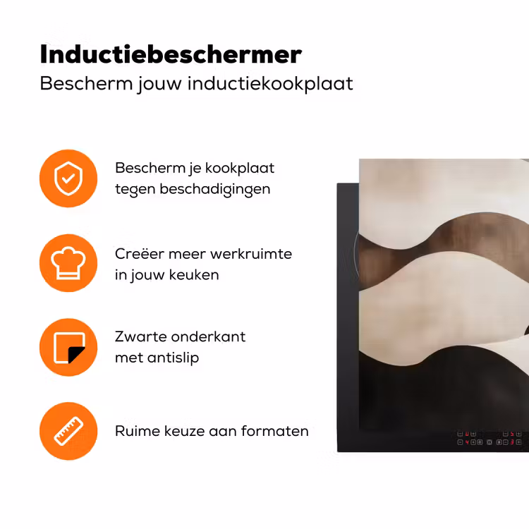 Golven - Abstract - Beige Inductie beschermer vinyl 3mm klein -zzzzzzz-td-ups