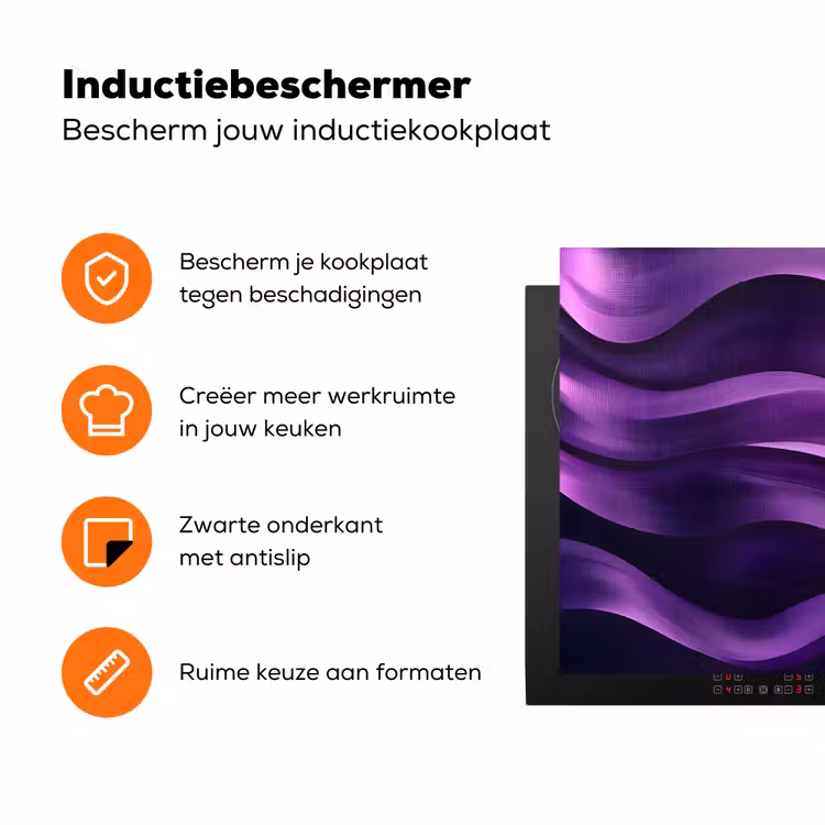 Golven - Abstract - Paars Inductie beschermer vinyl 3mm klein -zzzzzzz-td-ups