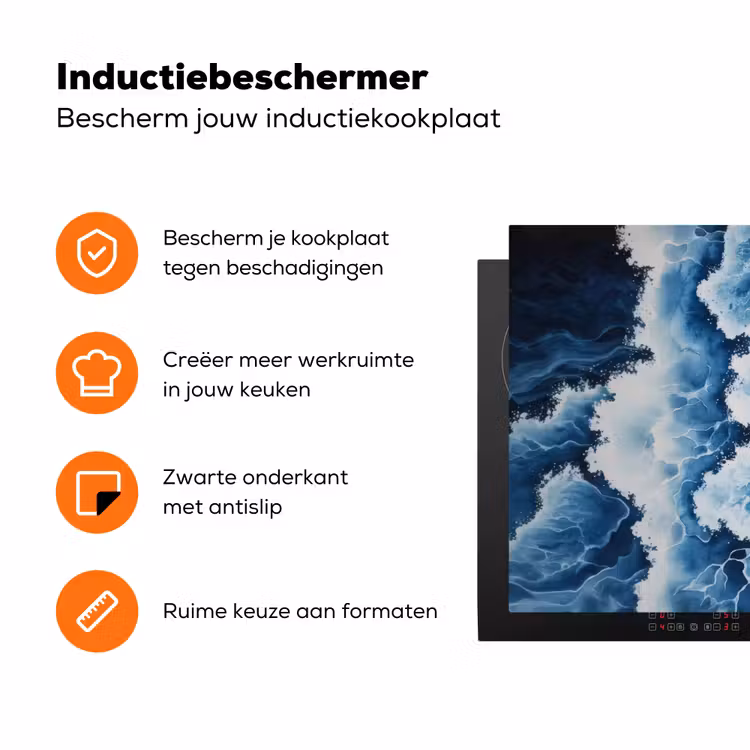 Golven - Blauw - Schuim Inductie beschermer vinyl 3mm klein -zzzzzzz-td-ups