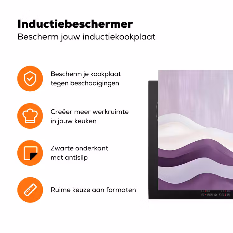 Golven - Heuvels - Abstract - Paars Inductie beschermer vinyl 3mm klein -zzzzzzz-td-ups