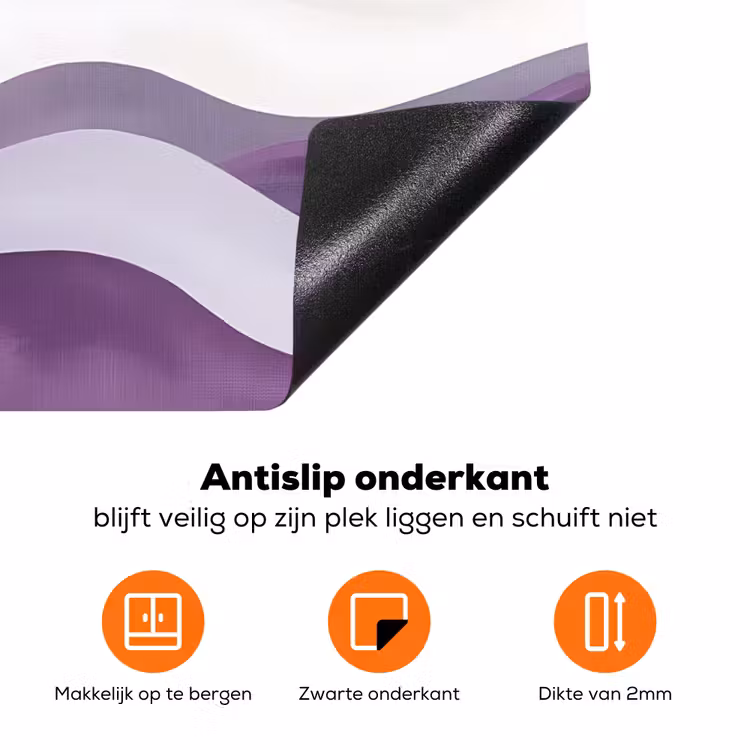 Golven - Heuvels - Abstract - Paars Inductie beschermer vinyl 3mm klein -zzzzzzz-td-onderkant