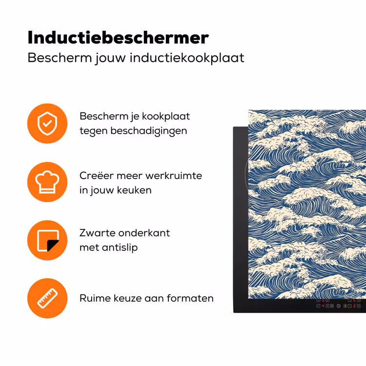 Golven - Klassiek - Blauw Inductie beschermer vinyl 3mm klein 276 -zzzzzzz-td-ups