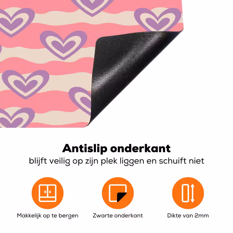 Golven - Patroon - Hartjes - Retro Inductie beschermer vinyl 3mm klein 276 -zzzzzzz-td-onderkant