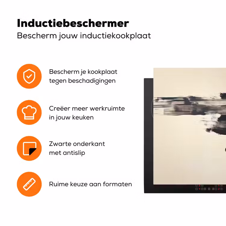 Golven - Penseelstreken - Beige - Minimalistisch Inductie beschermer vinyl 3mm klein -zzzzzzz-td-ups