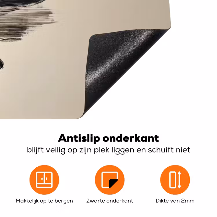Golven - Penseelstreken - Beige - Minimalistisch Inductie beschermer vinyl 3mm klein -zzzzzzz-td-onderkant