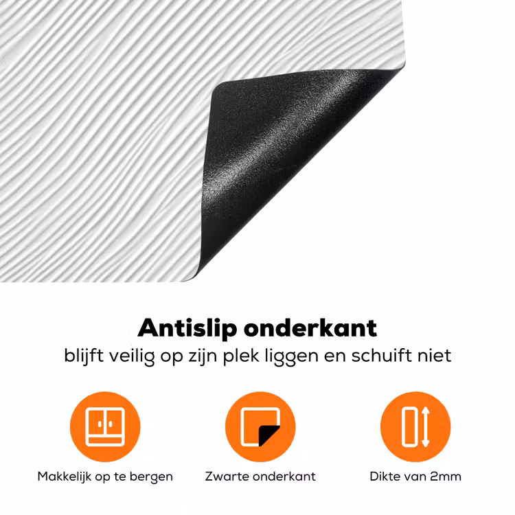 Golven - Ribbels - Wit Inductie beschermer vinyl 3mm klein 276 -zzzzzzz-td-onderkant