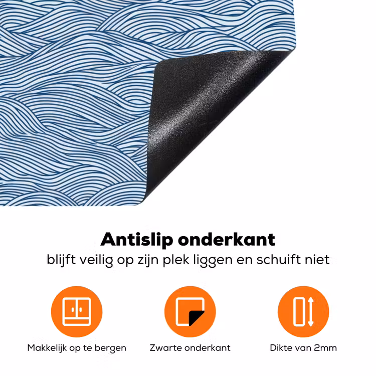 Golven - Ritmisch - Blauw Inductie beschermer vinyl 3mm klein 276 -zzzzzzz-td-onderkant