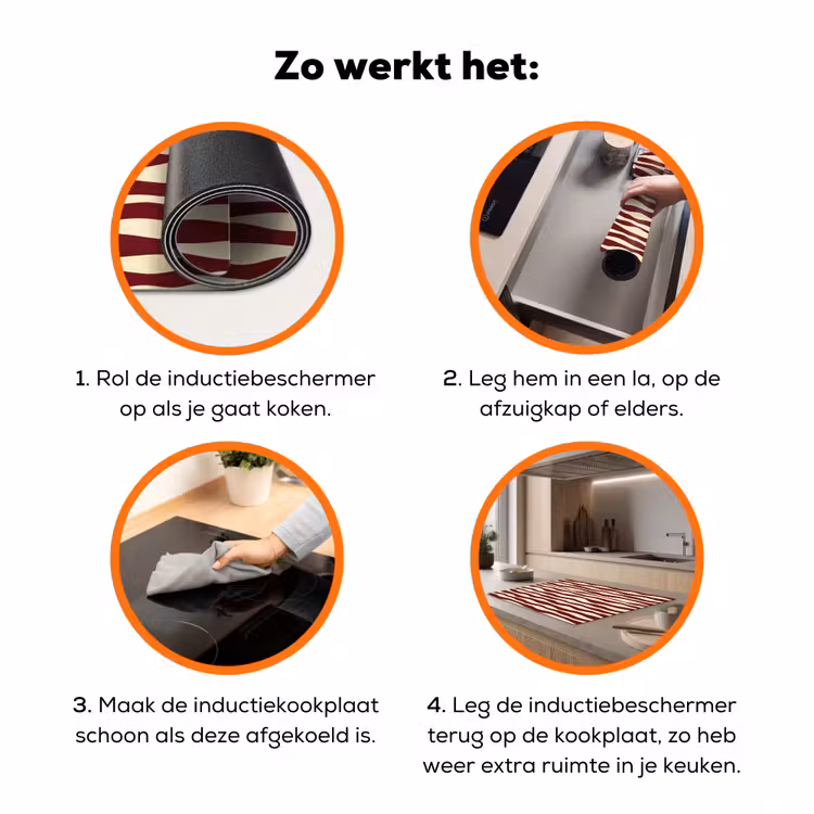 Golven - Rood - Patroon - Crème Inductie beschermer vinyl 3mm klein 276 -zzzzzzz-td-werking