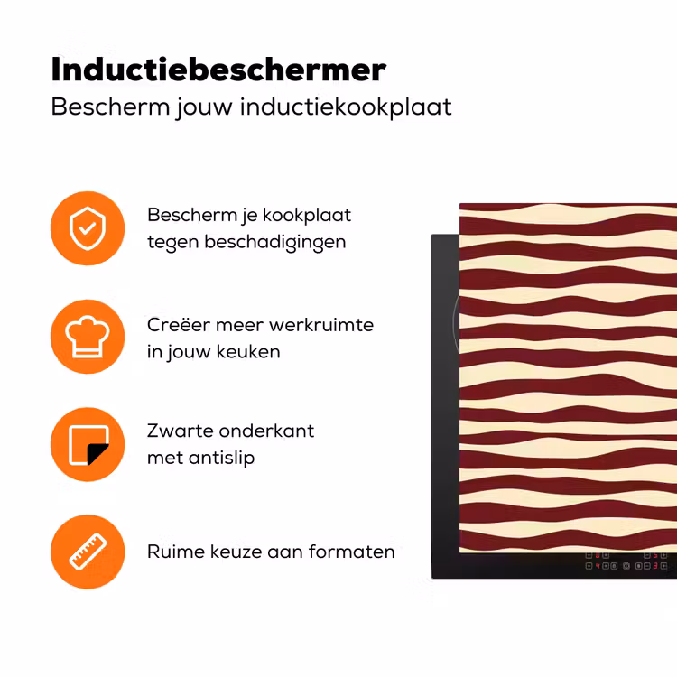 Golven - Rood - Patroon - Crème Inductie beschermer vinyl 3mm klein 276 -zzzzzzz-td-ups