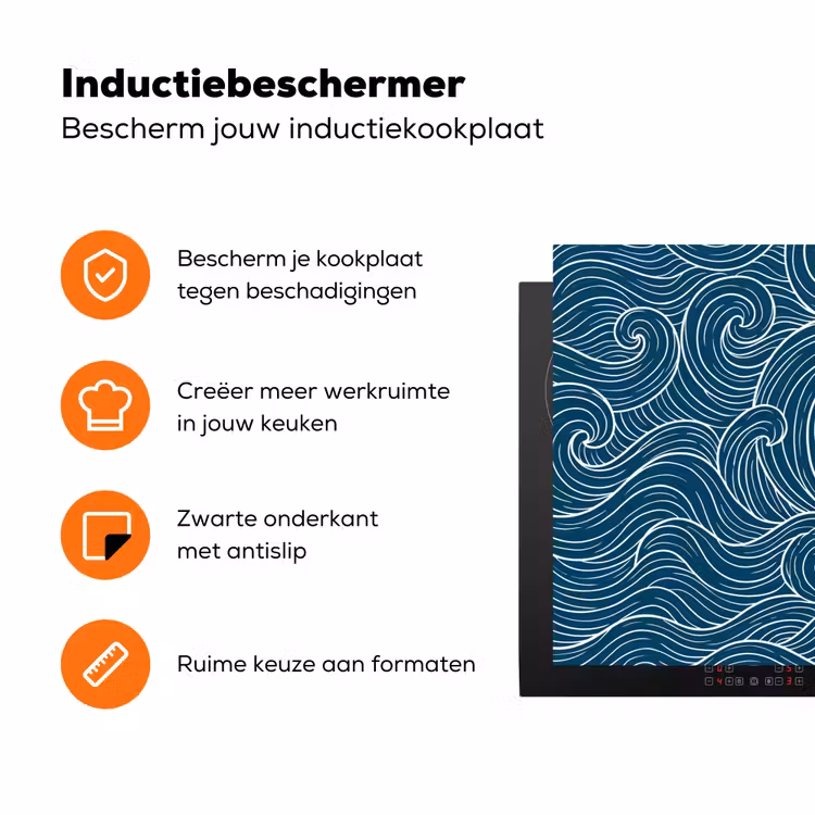 Golven - Spiraal - Water - Abstract - Blauw Inductie beschermer vinyl 3mm klein -zzzzzzz-td-ups