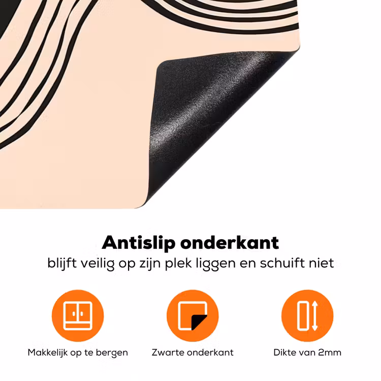 Golven - Zwart - Zandkleur Inductie beschermer vinyl 3mm klein -zzzzzzz-td-onderkant