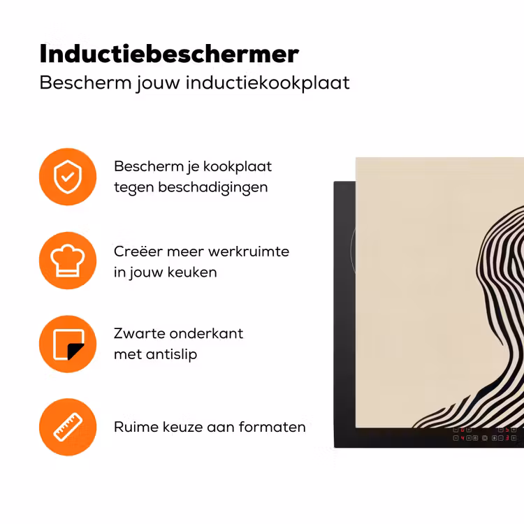 Golvend - Lijnen - Abstract - Silhouet Inductie beschermer vinyl 3mm klein -zzzzzzz-td-ups
