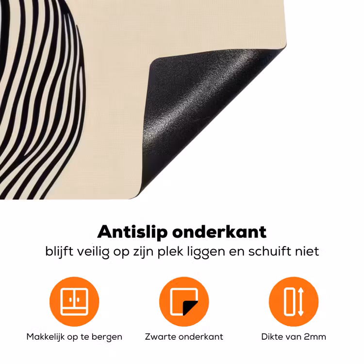 Golvend - Lijnen - Abstract - Silhouet Inductie beschermer vinyl 3mm klein -zzzzzzz-td-onderkant