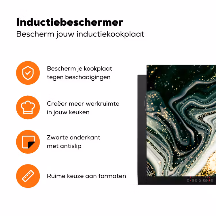 Golvend Marmer met Gouden Glans Inductie beschermer vinyl 3mm klein -zzzzzzz-td-ups
