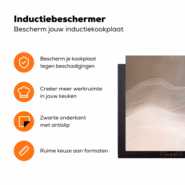 Golvende lijnen - Luchtstromen - Harmonieus Inductie beschermer vinyl 3mm klein -zzzzzzz-td-ups