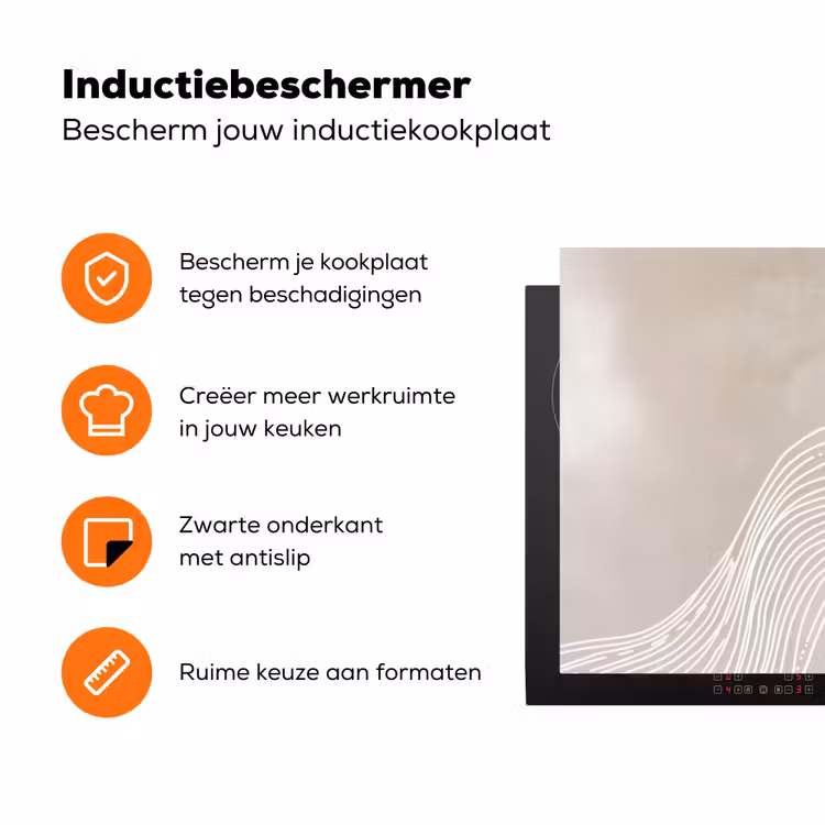 Golvende lijnen - Vloeiend - Zandkleurig Inductie beschermer vinyl 3mm klein -zzzzzzz-td-ups