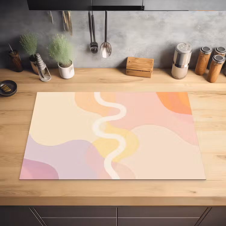 Golvende vormen - Abstract - pastel Inductie beschermer vinyl 3mm klein -sfeer5