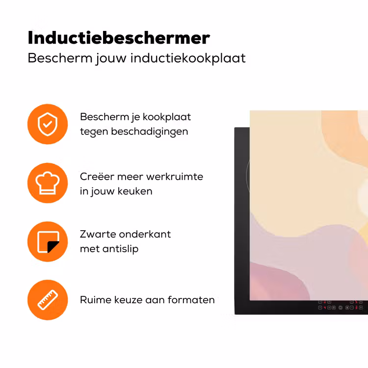 Golvende vormen - Abstract - pastel Inductie beschermer vinyl 3mm klein -zzzzzzz-td-ups