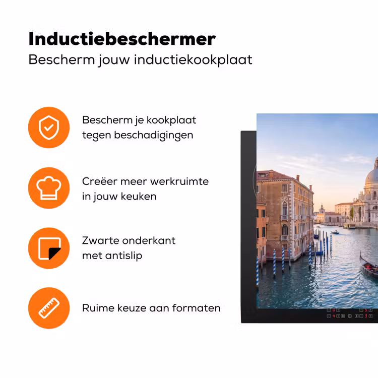 Gondel - Venetië - Kanaal - Stadsgezicht - Avondlicht Inductie beschermer vinyl 3mm klein -zzzzzzz-td-ups