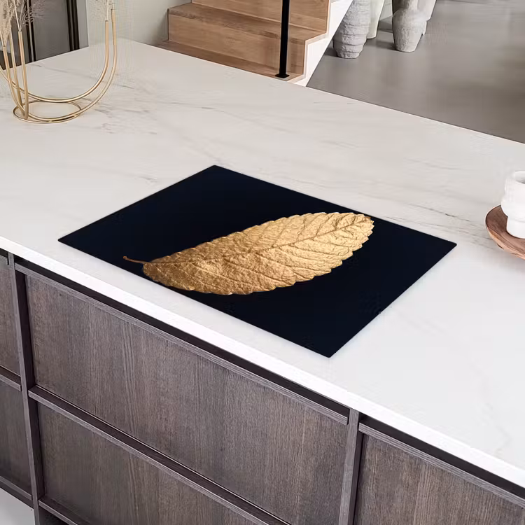 Goud - Bladeren - Zwart - Planten - Luxe - Natuur Inductie beschermer vinyl 3mm klein -sfeer8