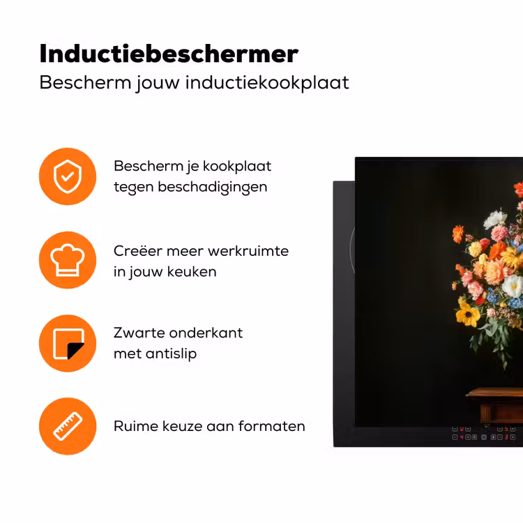 Goud - Bloemen - Kleuren - Vaas Inductie beschermer vinyl 3mm klein -zzzzzzz-td-ups