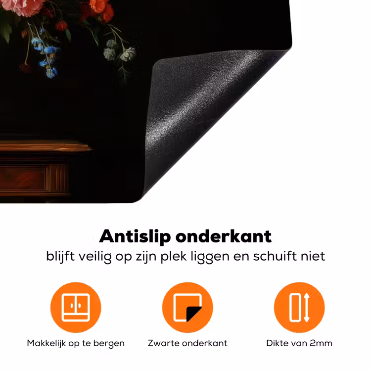 Goud - Bloemen - Kleuren - Vaas Inductie beschermer vinyl 3mm klein -zzzzzzz-td-onderkant