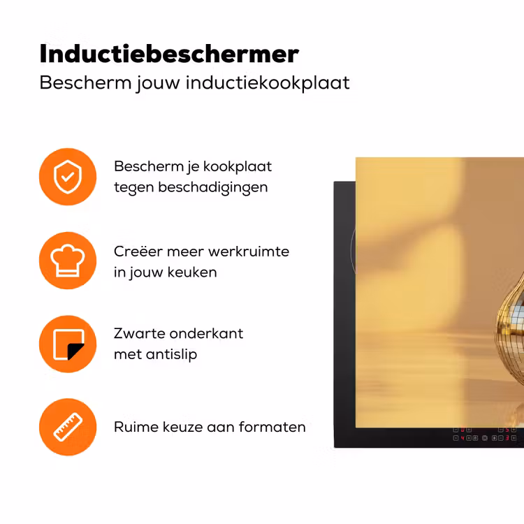 Goud - Disco - Glitter - Peer Inductie beschermer vinyl 3mm klein -zzzzzzz-td-ups