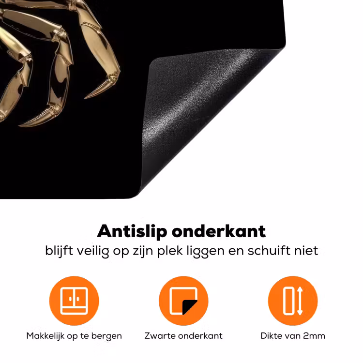 Goud - Krab - Dieren - Zwart Inductie beschermer vinyl 3mm klein -zzzzzzz-td-onderkant