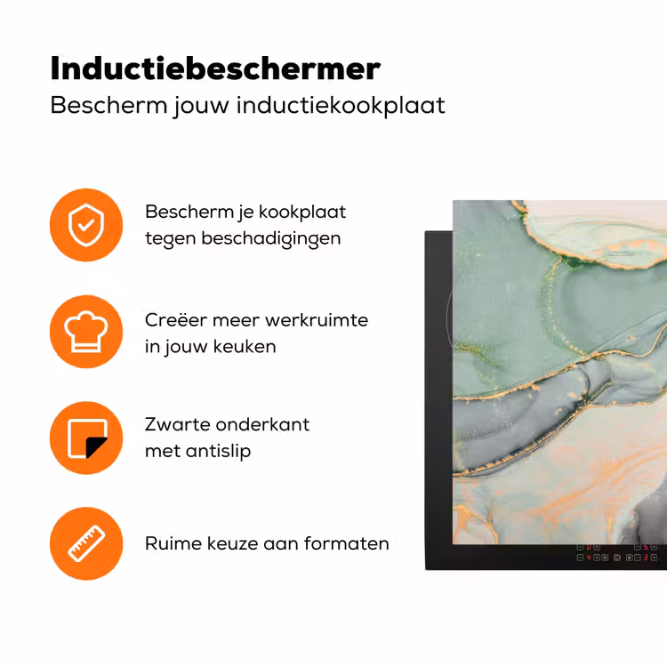 Goud - Marmer - Groen - luxe - Glitter - Marmerlook Inductie beschermer vinyl 3mm klein -zzzzzzz-td-ups