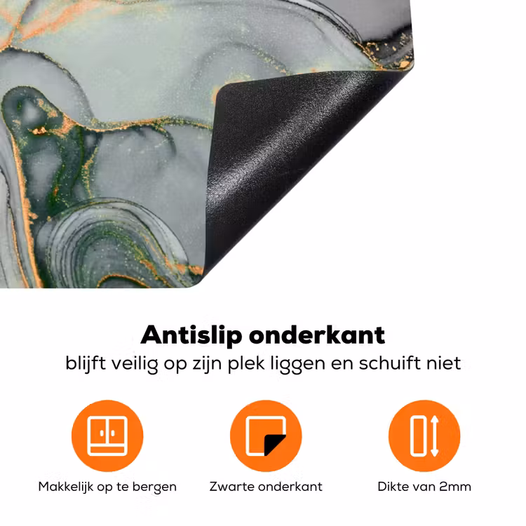 Goud - Marmer - Groen - luxe - Glitter - Marmerlook Inductie beschermer vinyl 3mm klein -zzzzzzz-td-onderkant