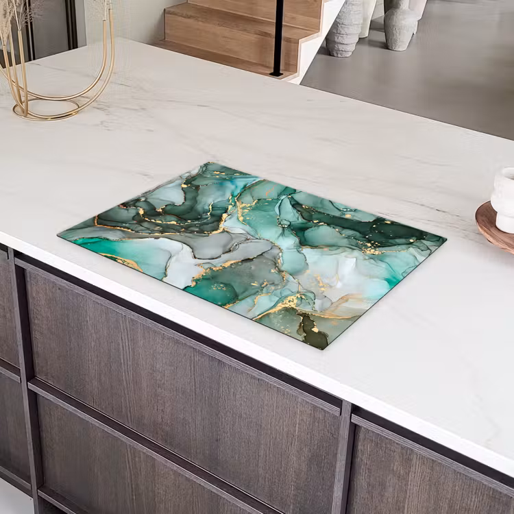 Goud - Marmer - Groen - Luxe - Marmerlook - Grijs Inductie beschermer vinyl 3mm klein -sfeer8