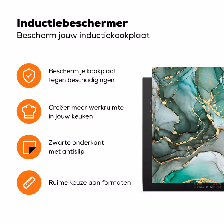 Goud - Marmer - Groen - Luxe - Marmerlook - Grijs Inductie beschermer vinyl 3mm klein -zzzzzzz-td-ups