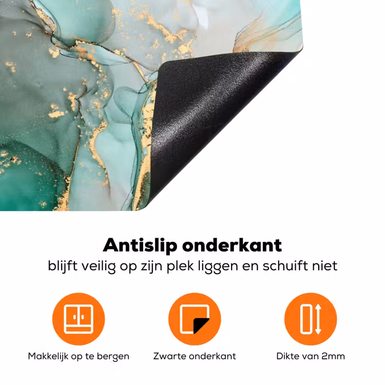Goud - Marmer - Groen - Luxe - Marmerlook - Grijs Inductie beschermer vinyl 3mm klein -zzzzzzz-td-onderkant