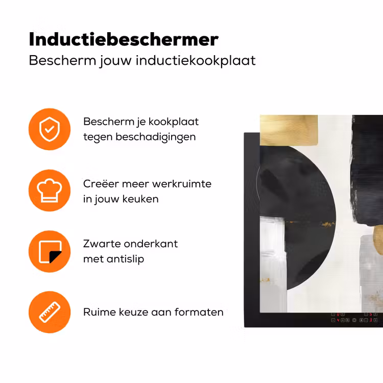 Goud - Rechthoeken - Cirkels - Abstract Inductie beschermer vinyl 3mm klein -zzzzzzz-td-ups