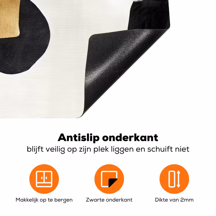 Goud - Rechthoeken - Cirkels - Abstract Inductie beschermer vinyl 3mm klein -zzzzzzz-td-onderkant